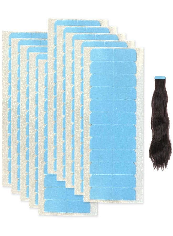 JREEPEE 120Pcs Tape in Hair Extensions Human Hair, Double Sided Replacement Tape for Hair Extensions, Blue Adhesive Wig Tape, Beauty Tools - Image 1